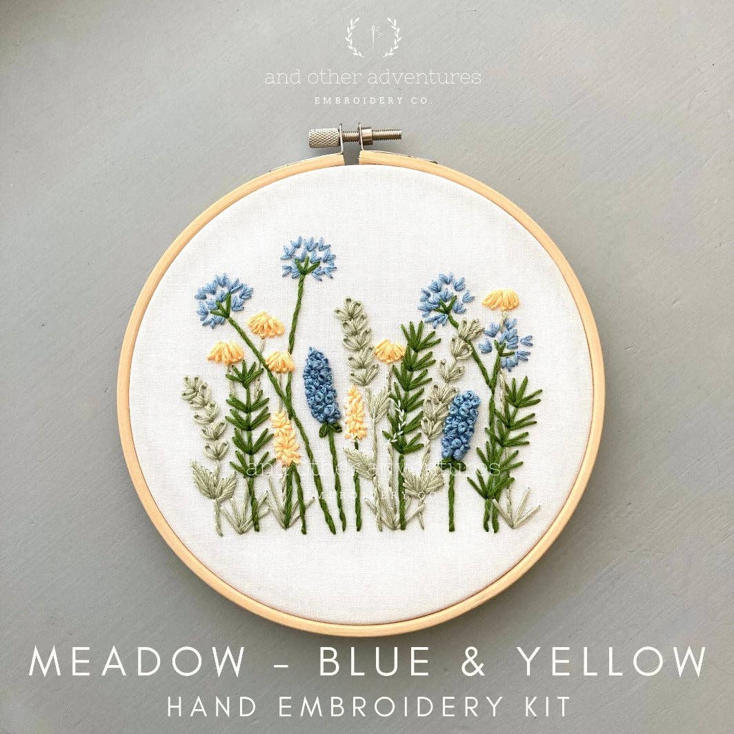 Beginner Embroidery Kit - Meadow in Blue & Yellow