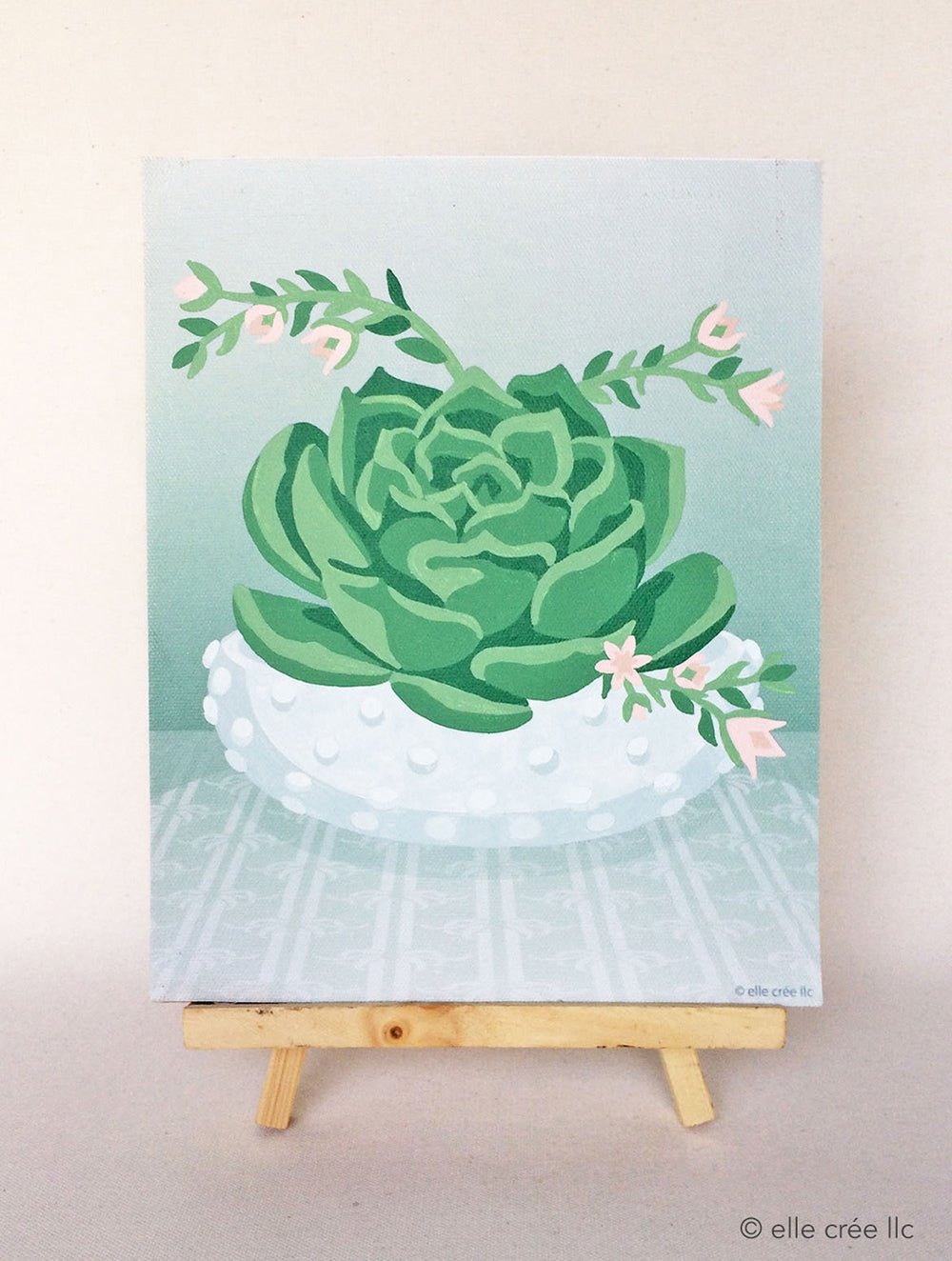 Blooming Succulent in Hobnail Bowl Paint-By-Number Kit