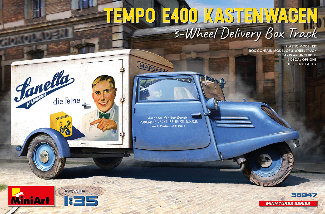 1:35 Miniart Tempo E400 Kastenwagen 3-Wheel Delivery Box Truck - MIA38047