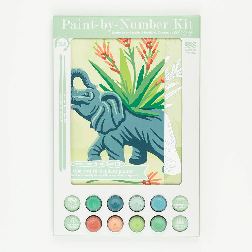Aloe Vera in Elephant Planter Paint-By-Number Kit