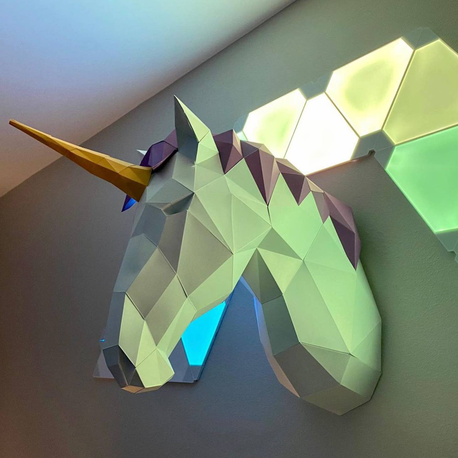 UNIWPU Unicorn 3D Papercraft Wall Art, Animal Origami Model