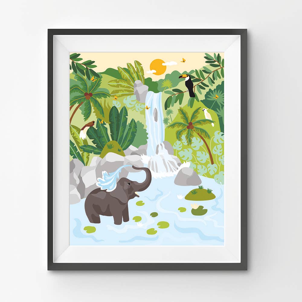 Elephant At the Waterfall - Summer Paint By Numbers Kit