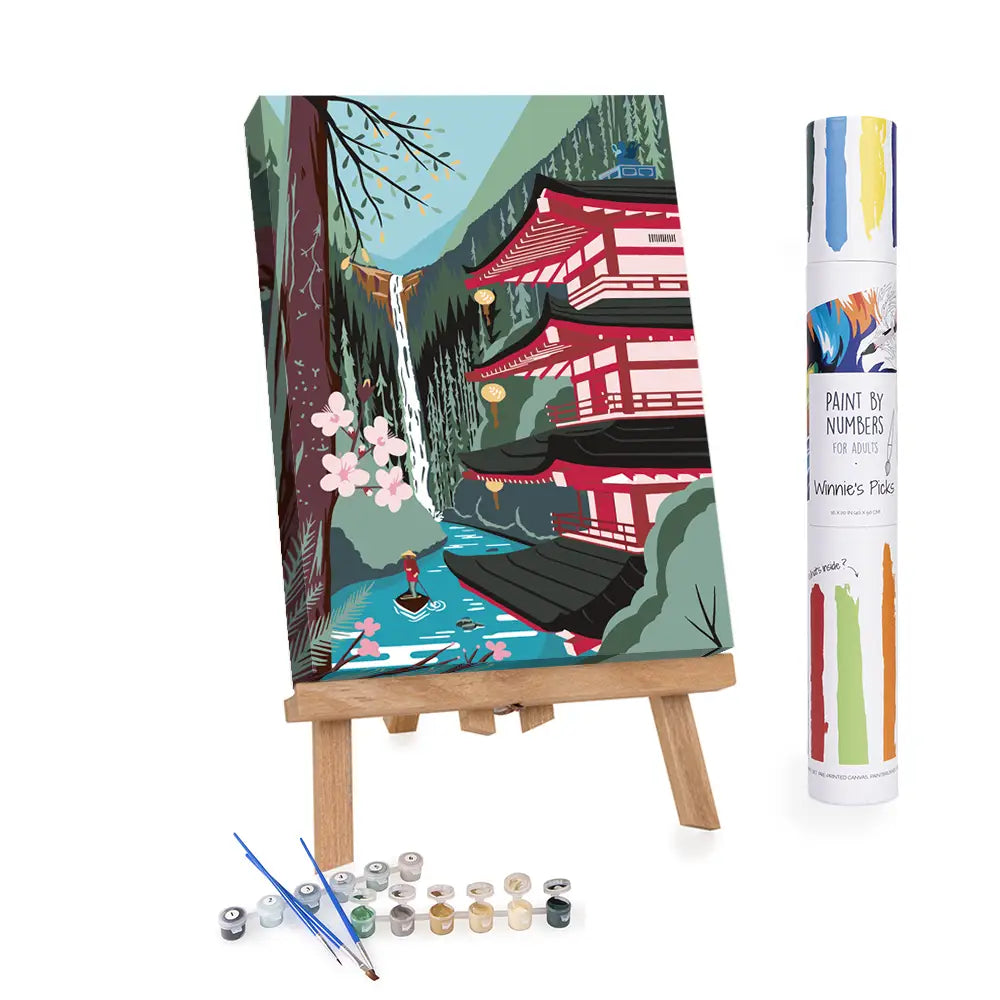 Pagoda in the Nature - Diy Paint By Numbers Kit 20x16