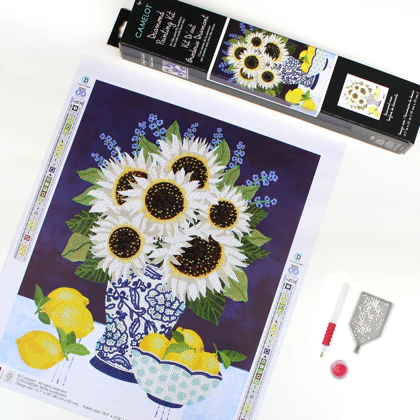 White Sunflowers Diamond Painting Kit