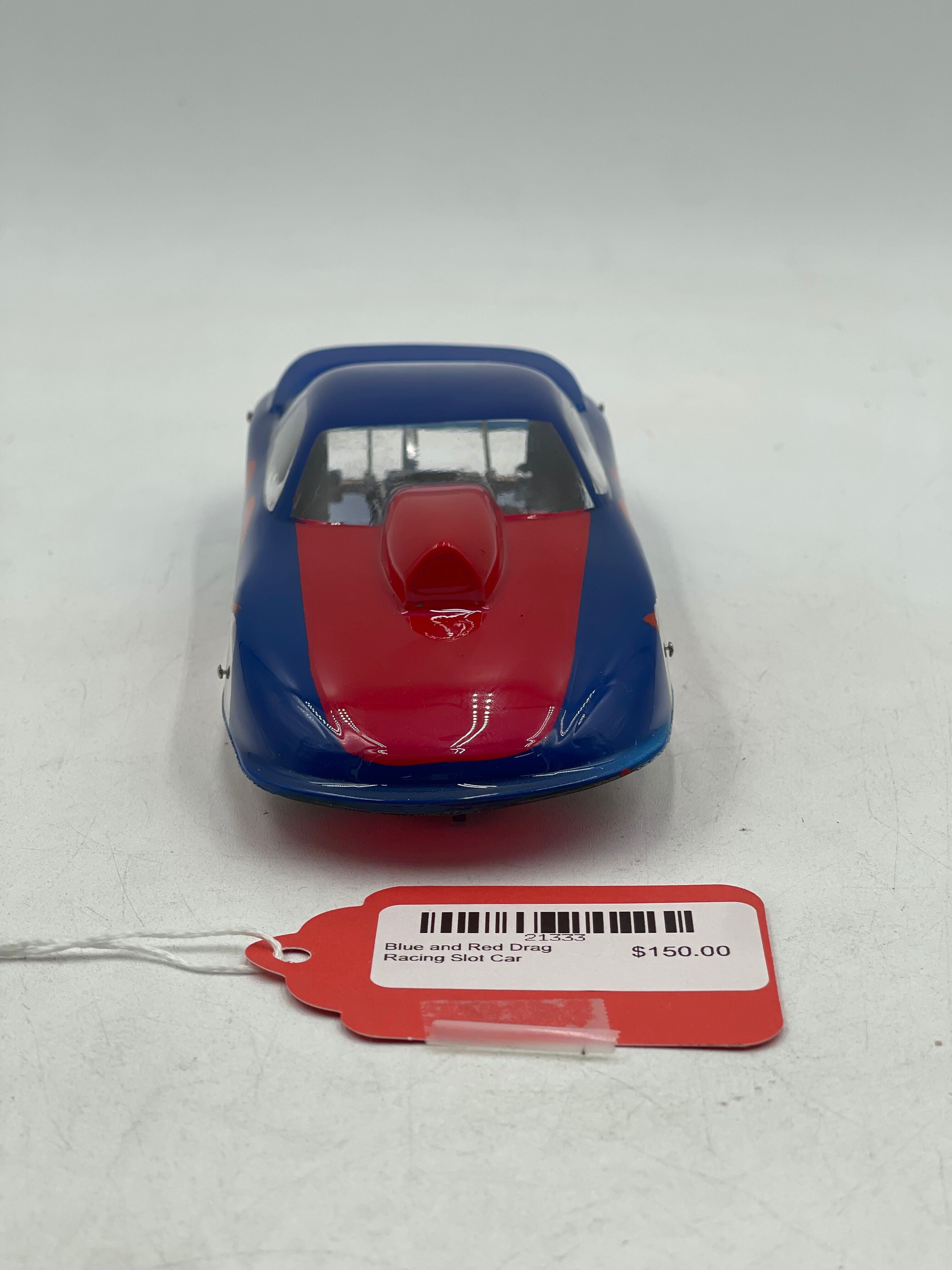 Blue and Red Drag Racing Slot Car