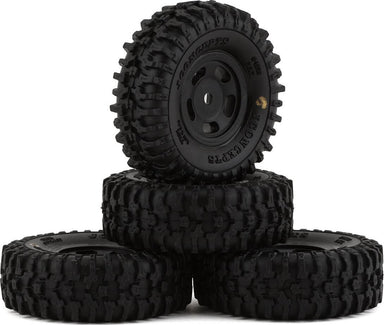 JConcepts SCX24 1.0" Tusk Pre-Mounted Tires w/Glide 5 Wheels (4) (Black) (Gold)