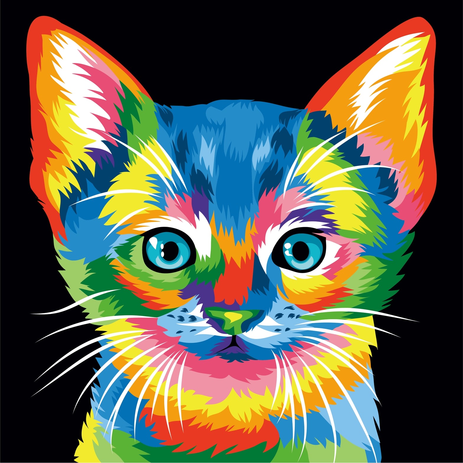 Colorful Kitten - Pop Art Wall Decor - Paint By Numbers Kit