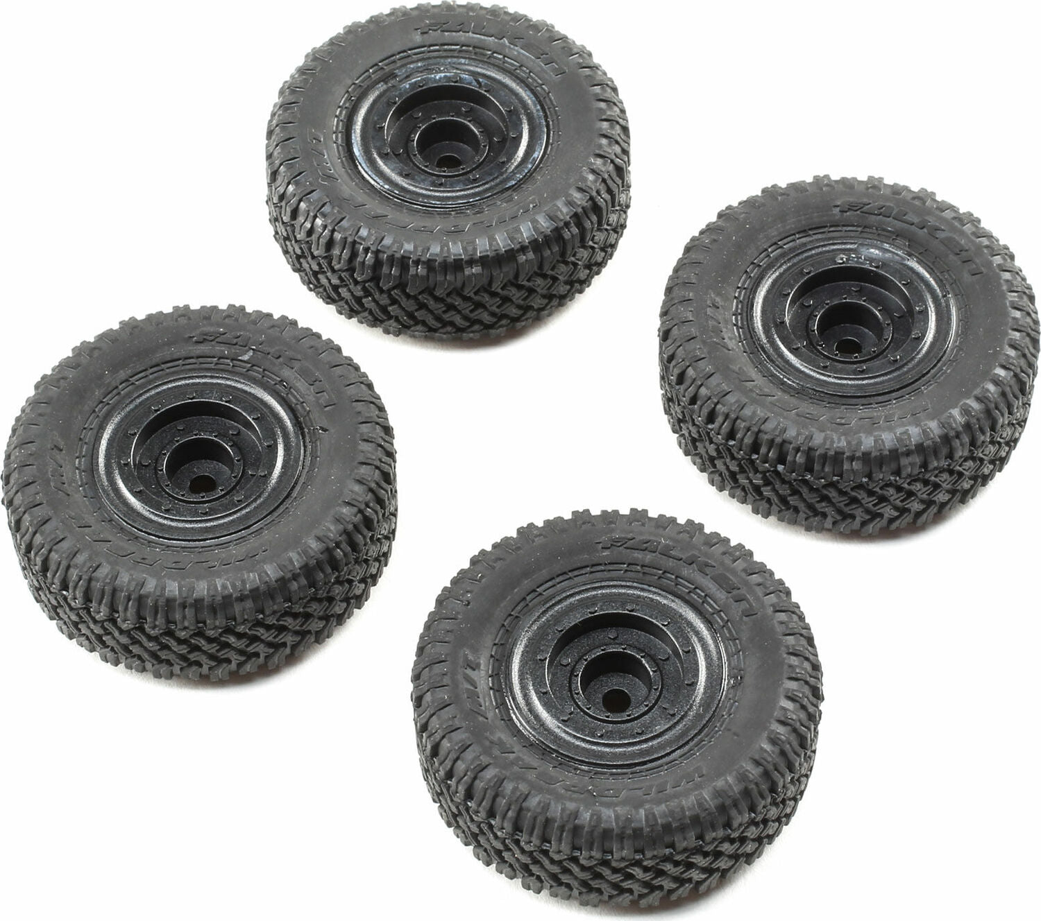 Front/Rear Premounted Tire, Black (4): 1/24 Barrage RTR