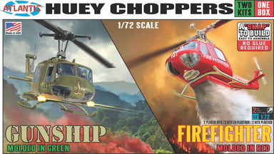 1/72 Snap Helicopter 2 Pack Huey Gunship/Firefighter