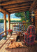 Log Cabin Porch (Chair/Dog/Lake Scene) Paint by Number (14"x20")