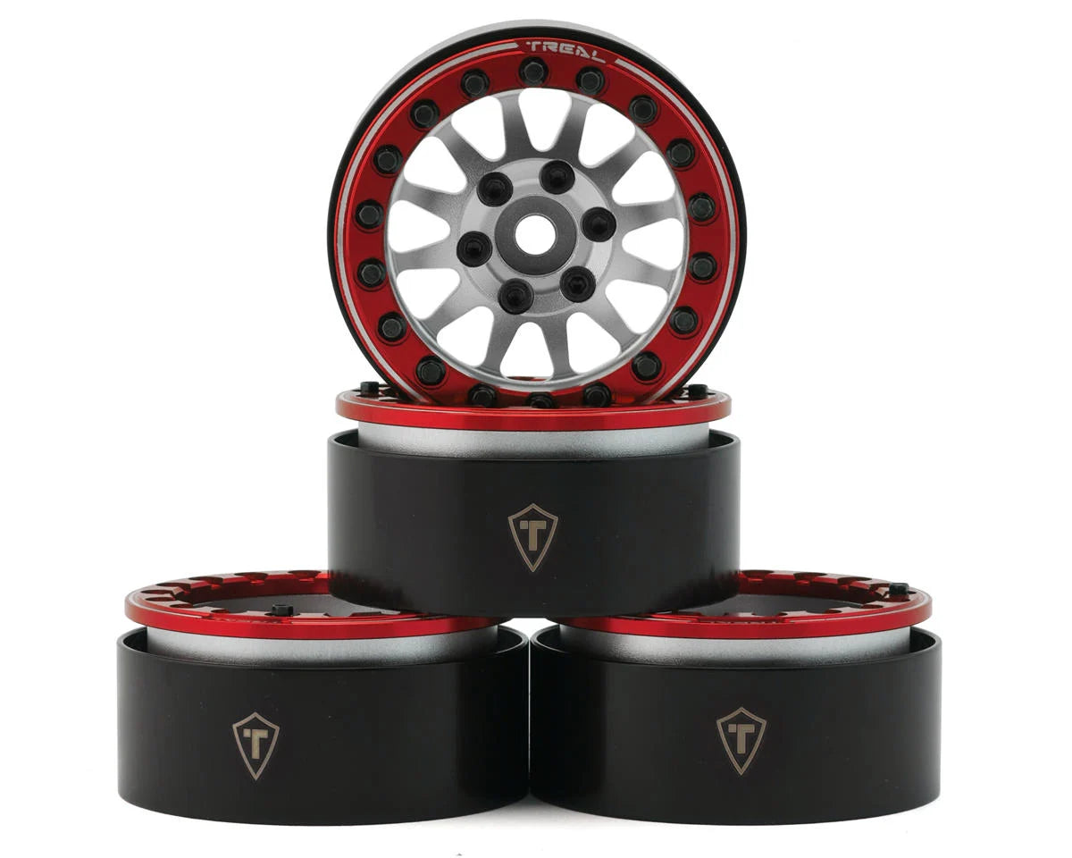 X002P1C78L 1.9 D-Silver-Red beadlock wheels (4P-Set) Alloy Crawler Wheels for 1:10 RC Scale Truck -Type D