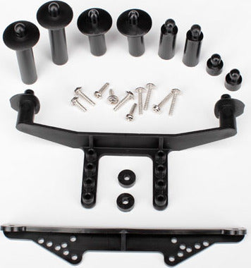 Body mount, front & rear (black)/ body posts, 52mm (2), 38mm (2), 25mm (2), 6.5mm (2)/ body post extensions (4)/ hardware