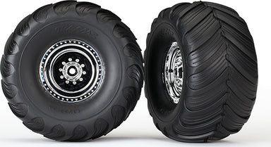 Tires & wheels, assembled, glued (chrome wheels, Terra Groove dual profile tires, foam inserts) (electric rear) (2)