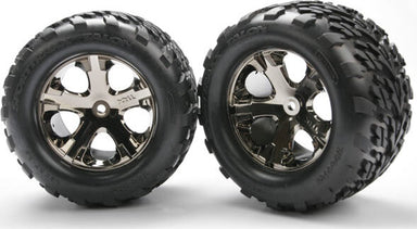 Tires & wheels, assembled, glued (2.8") (All-Star black chrome wheels, Talon tires, foam inserts) (electric rear) (2) (TSM rated)