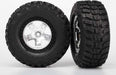 Tires & wheels, assembled, glued (SCT satin chrome, black beadlock style wheels, Kumho tires, foam inserts) (2) (4WD front/rear, 2WD rear only)