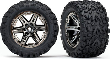 Tires & wheels, assembled, glued (2.8") (RXT black chrome wheels, Talon Extreme tires, foam inserts) (2) (TSM rated)