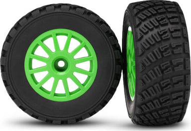 Tires & wheels, assembled, glued (Green wheels, BFGoodrich Rally, gravel pattern tires, foam inserts) (2) (TSM rated)