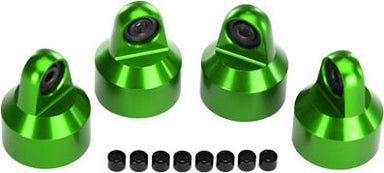Shock caps, aluminum (green-anodized), GTX shocks (4)/ spacers (8)