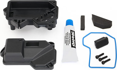 Box, receiver (sealed) (steering servo mount)/ receiver cover/ access plug/ foam pads/ silicone grease/ 2.5x10 CS (3)