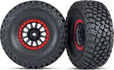 Tires and wheels, assembled, glued (Method Race Wheels, black with red beadlock, BFGoodrich Baja KR3 tires) (2)
