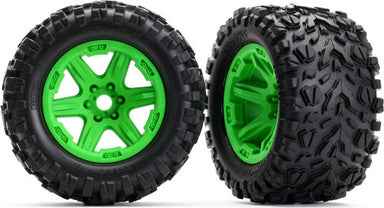 Tires & wheels, assembled, glued (green wheels, Talon EXT tires, foam inserts) (2) (17mm splined) (TSM rated)