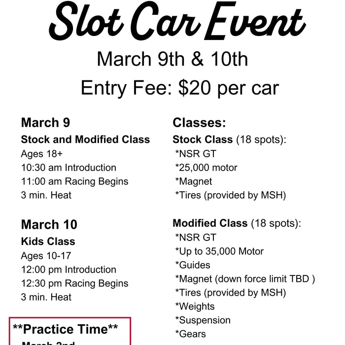MSH Slot Car Event - March 9th & 10th