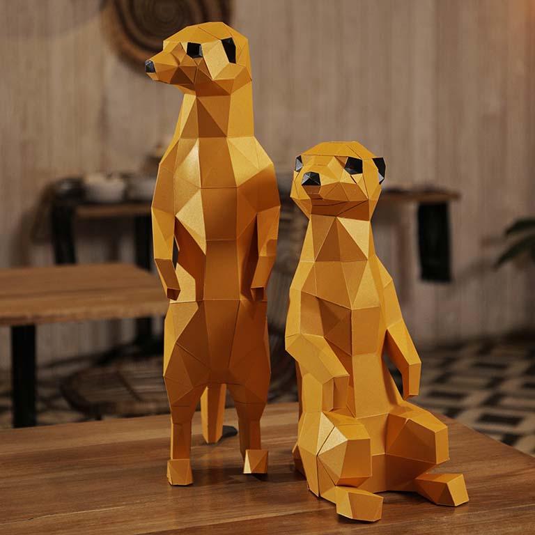 MEETGO Meerkats 3D Paperart Origami Model