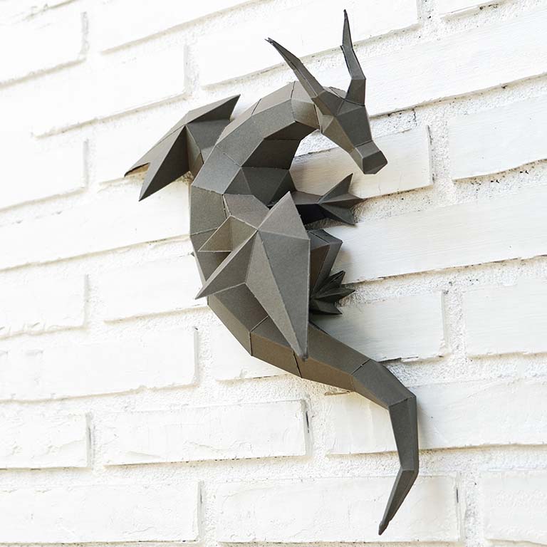 DRAWBL Dragon 3D Papercraft Origami Wall Art