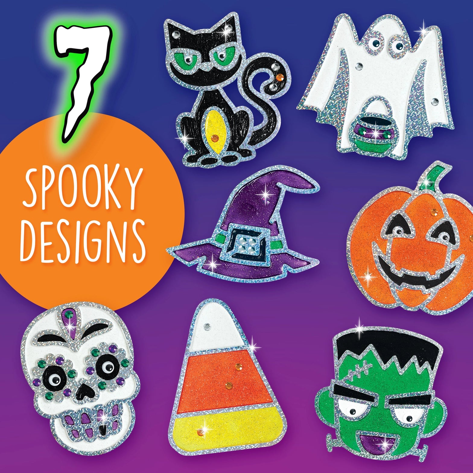 Halloween Easy Sparkle Window Art Craft Kit for Kids