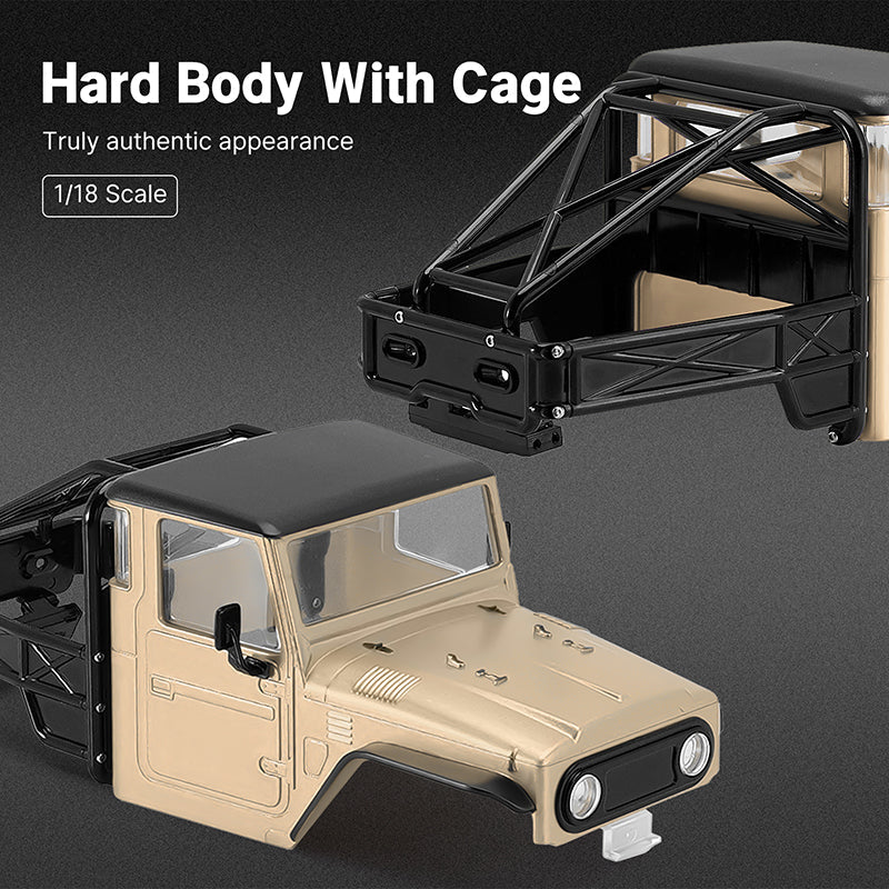 INJORA IR40 Half Truck Hard Plastic Body with Cage for 1/18 TRX4M Defender Bronco - Sandy Taupe