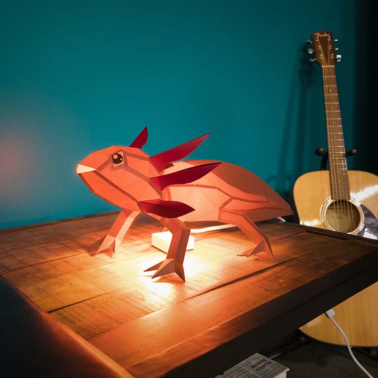 AXOTPI Axolotl 3D Origami Model Papercraft, Animal Lamp