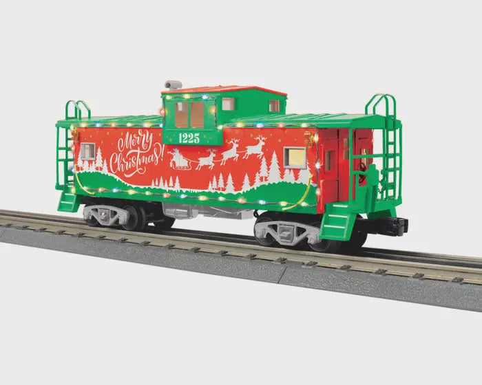 MTH 30-77399 O Extended Vision Caboose with LED Lights - Christmas Car No. 1225