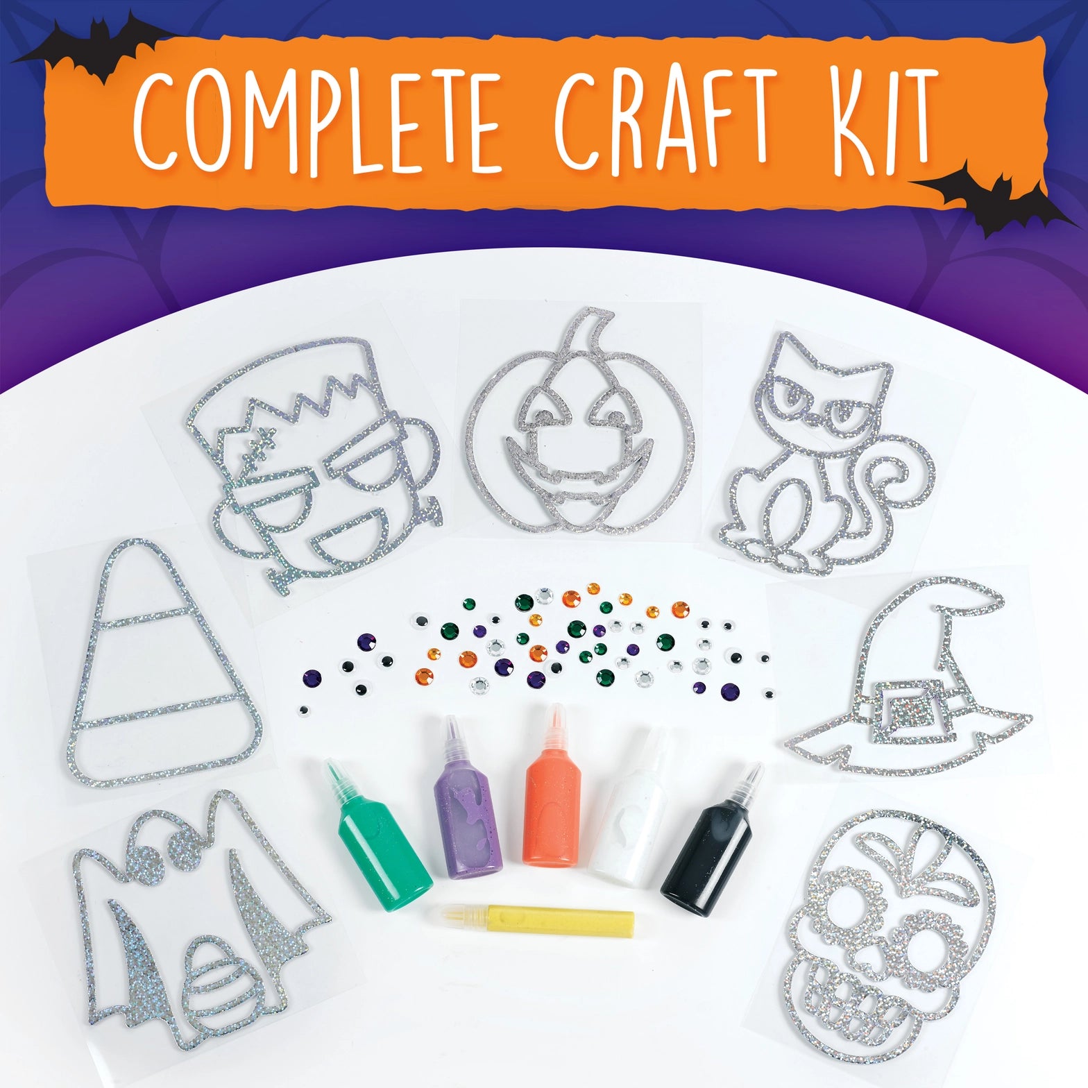 Halloween Easy Sparkle Window Art Craft Kit for Kids