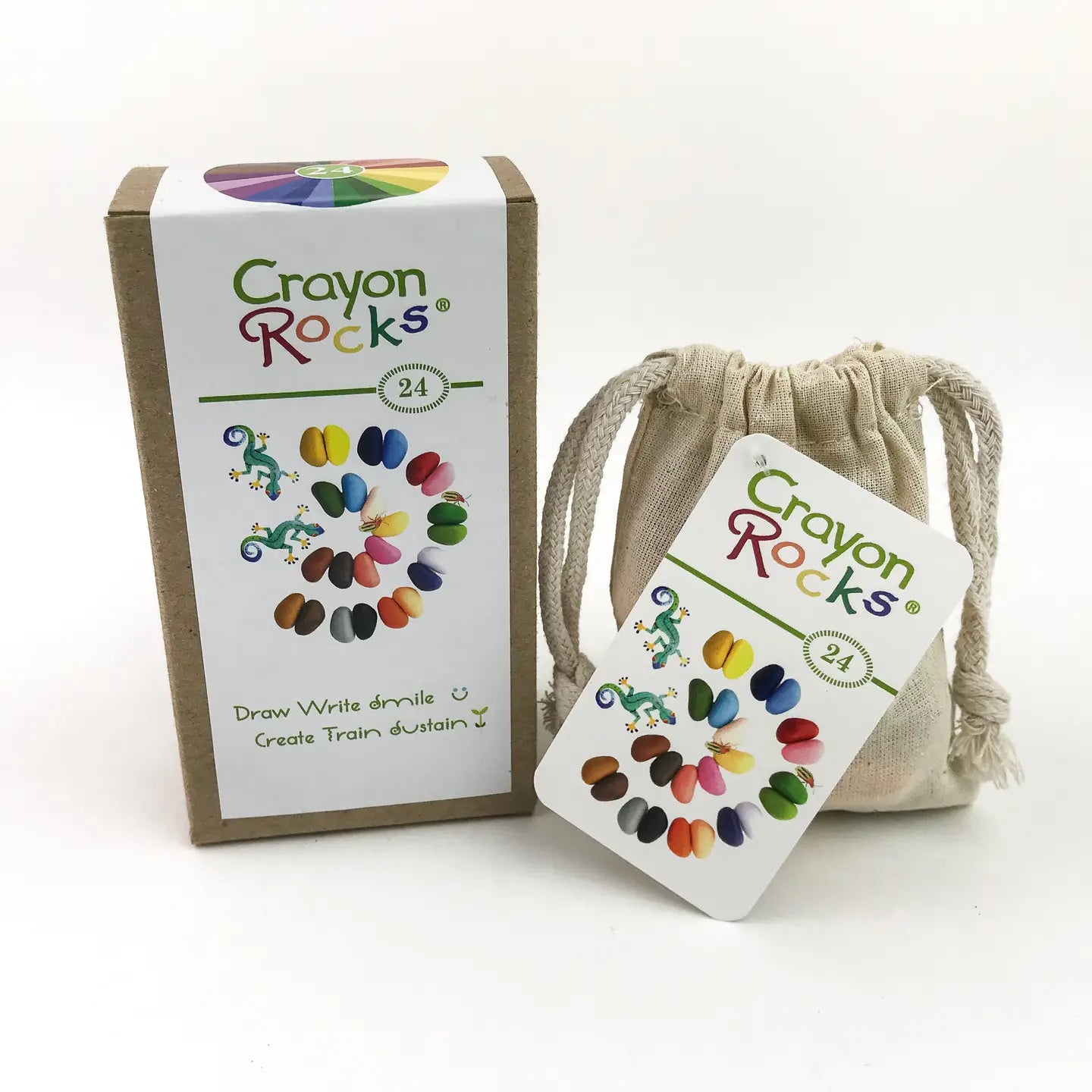 24 Crayon Rocks in a Muslin Bag