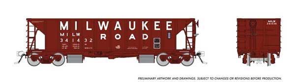 606-158010A NSC Ballast Hopper - Ready to Run -- Milwaukee Road (Boxcar Red, billboard lettering)