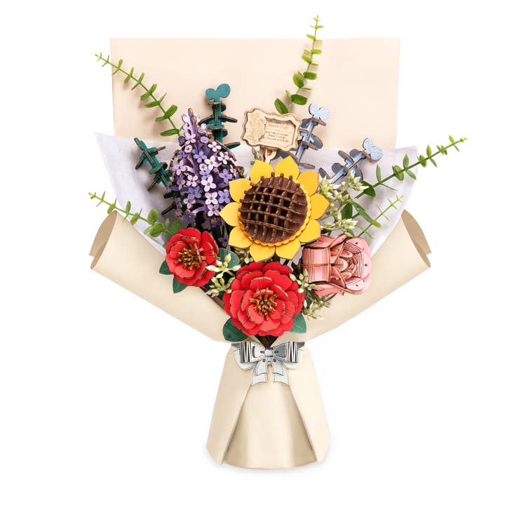 TW01H Wooden Flower Bouquet Rowood DIY Puzzles Crafts Gifts | default