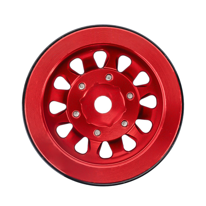 INJORA 1.0" Negative Offset 2.85mm Beadlock Aluminum Wheel Rims for 1/24 RC Crawlers (4) (W1009) - YQW-1009RD