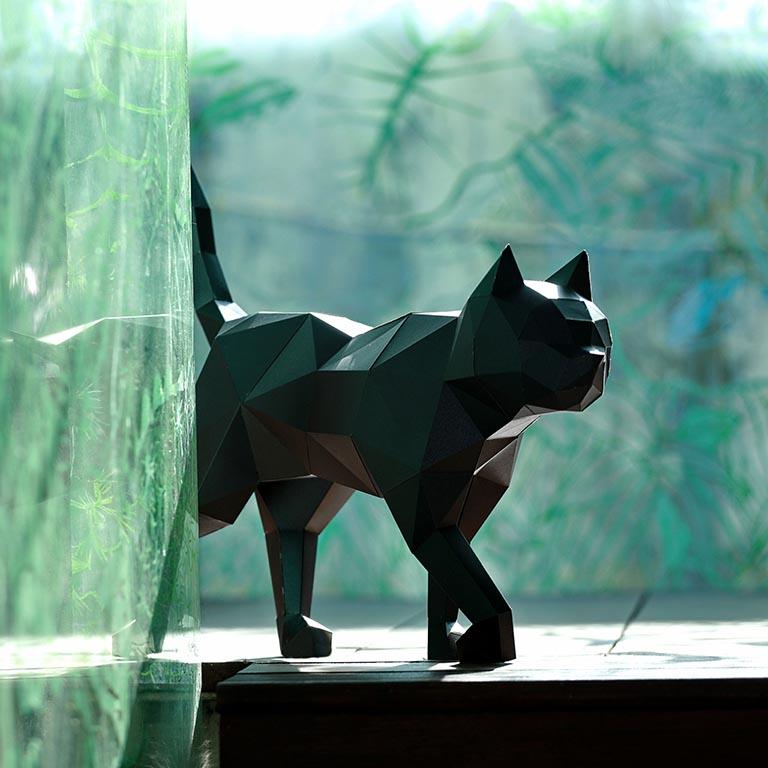 CATTBL 3D Paper Art Black Cat Origami Model
