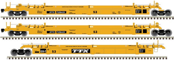 20006620 hrall 53' 3-Unit Articulated Well Car - TTX 728674 (yellow, black)