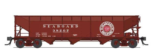 8119 AAR 70-Ton 3-Bay Hopper w/Load - Ready to Run -- Seaboard Air Line #38256 (H-7, Boxcar Red, white, red, Heart Logo)