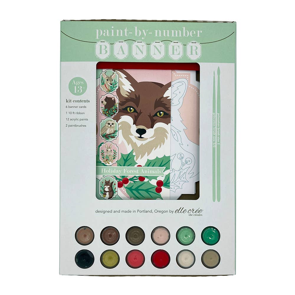 Holiday Forest Animals Paint-by-Numbers Hanging Banner Kit