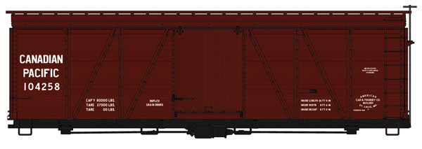 1184 Folwer 36' Wood Boxcar - Kit -- Canadian Pacific 104258 (Boxcar Red)