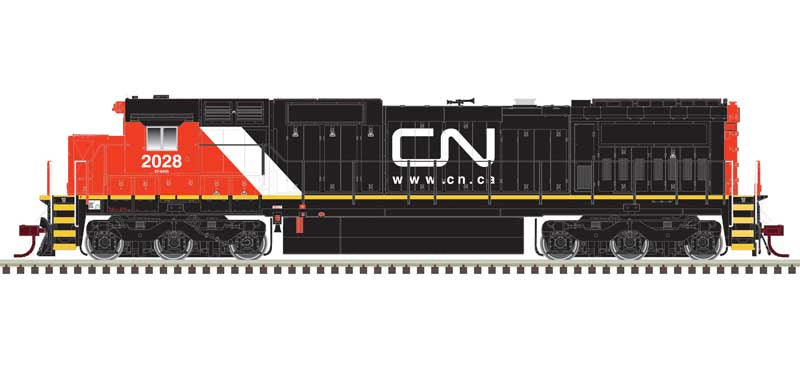 10004205 GE DASH 8-40C w/Front & Rear Ditch Lights - ESU LokSound & DCC - Master(R) Gol -- Canadian National #2028 (red, black)