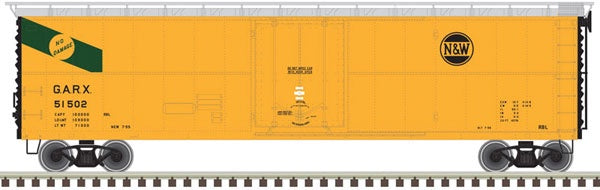 20005798 GARX Insulated 50' Boxcar (Reefer) - Ready to Run - Master(R) -- Norfolk & Western 51502 (yellow, black)