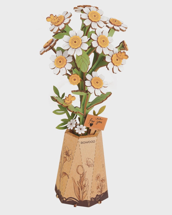 TW061 Chamomile Rowood Diy Wooden Flower Bouquet 3D Wooden