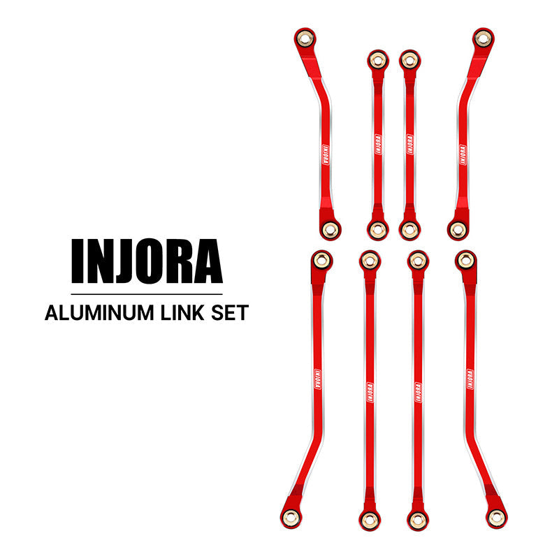 INJORA CNC Aluminium High Clearance Links Set for 1/18 TRX4M High Trail K10 F150 (4M-73) - Red