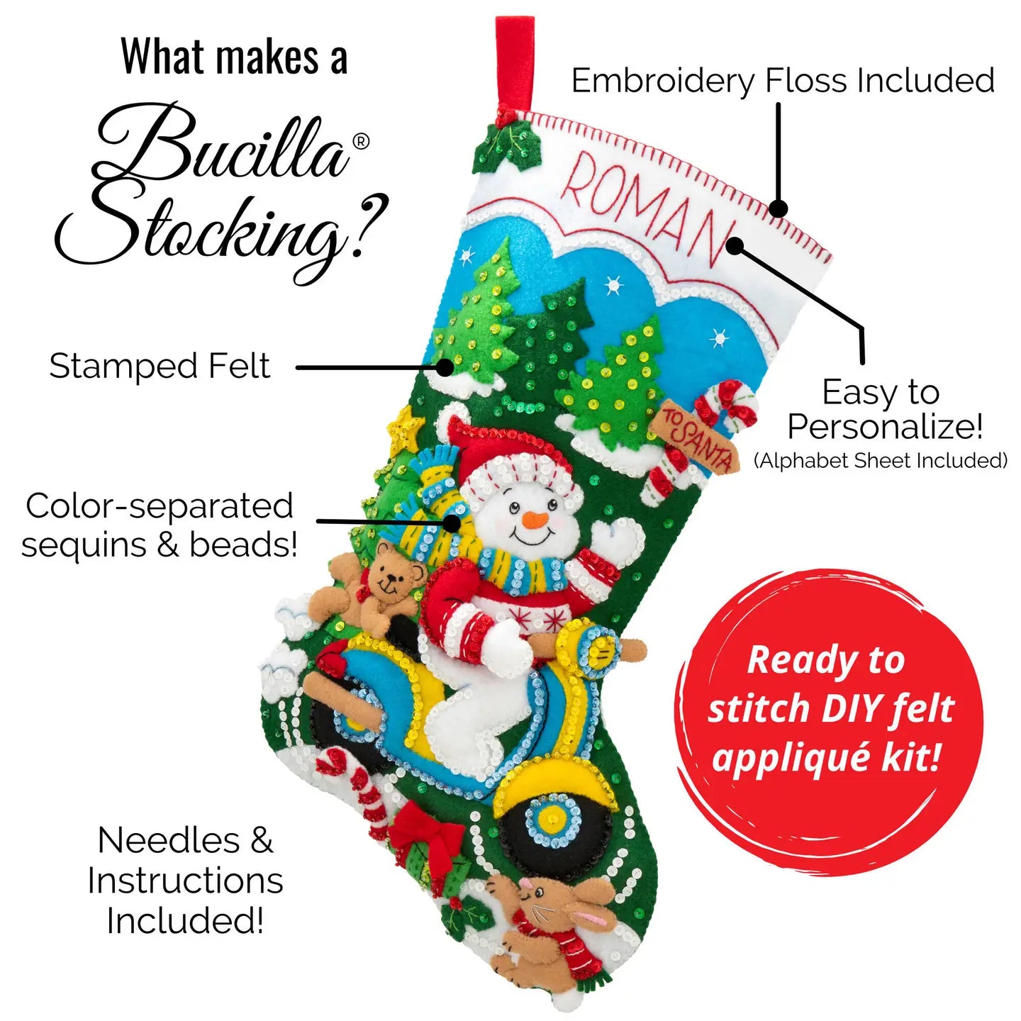 Bucilla Santa Is Here Felt Stocking 18"