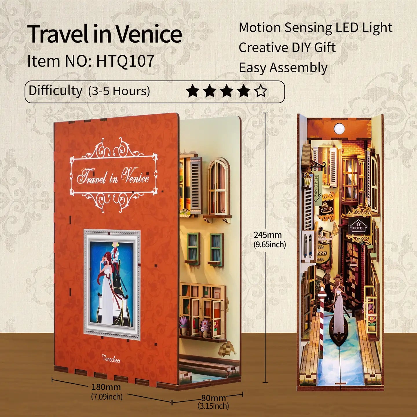 DIY Miniature House Book Nook Kit: Travel in Venice