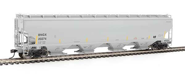 67' Trinity 6351 4-Bay Covered Hopper - Ready to Run -- Bunge Corporation BNGX #20274 (gray, Yellow Conspicuity Stripes) -- 920-105845