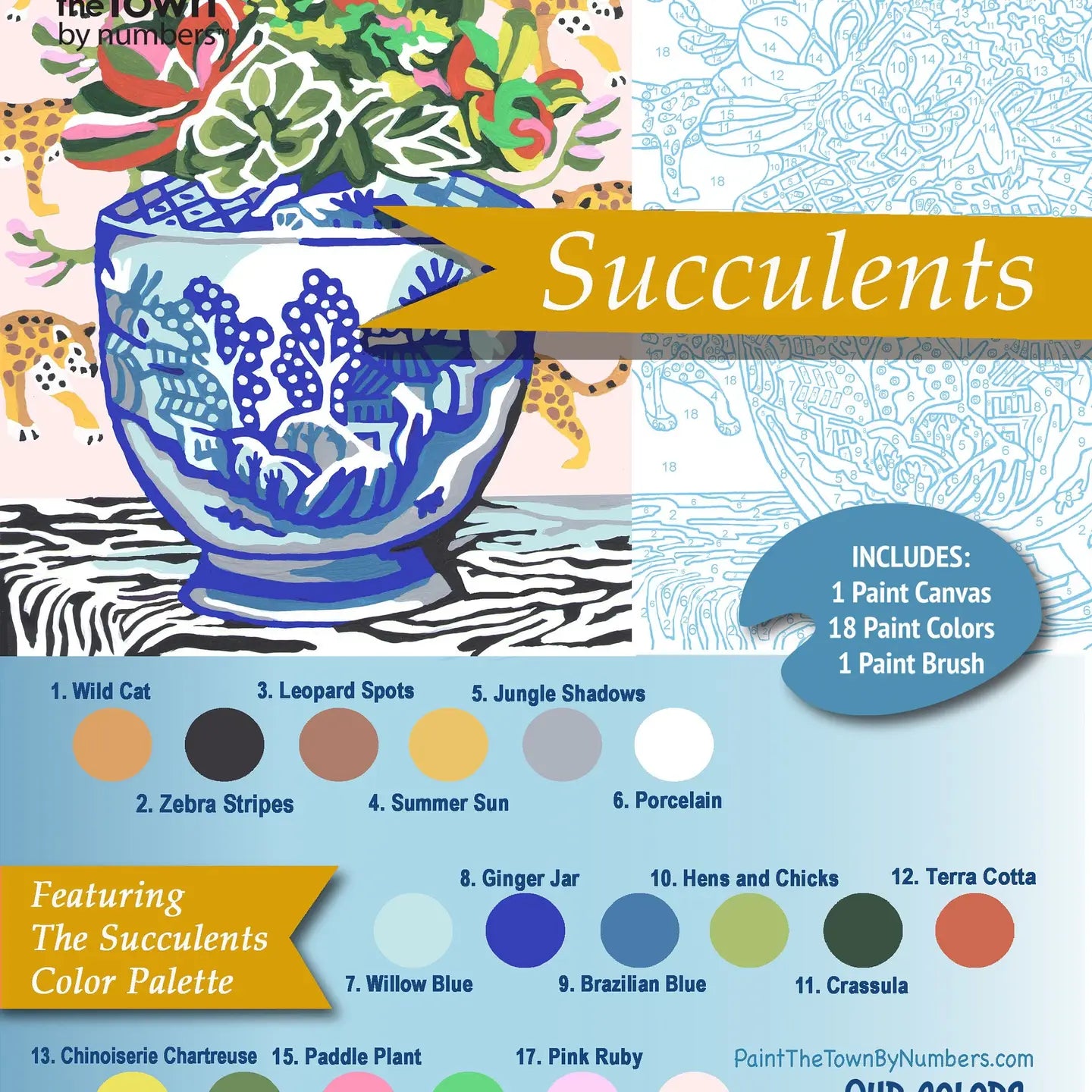 Succulents Paint by Number Kit 8”x10”